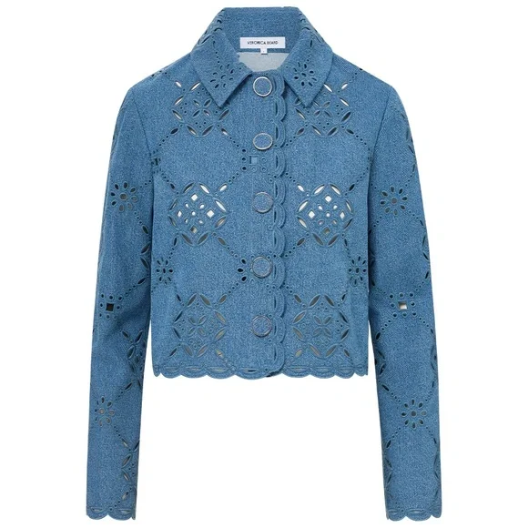 Veronica Beard Adelaide Scalloped Eyelet-Embroidered Jacket $698 NEW - Picture 2 of 11